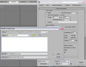 Vray e 3d studio max , salvare il settaggio render