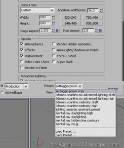 Vray e 3d studio max , salvare il settaggio render
