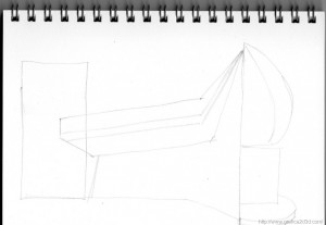 Disegni a matita : Cappella Ronchamp – Le Corbusier