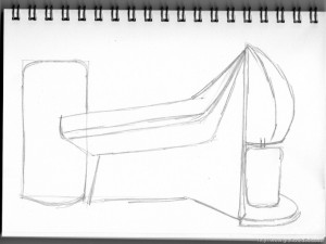 Disegni a matita : Cappella Ronchamp – Le Corbusier