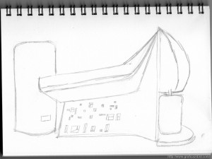 Disegni a matita : Cappella Ronchamp – Le Corbusier