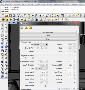 Rhinoceros vray inserire una telecamera ed una psycalcamera