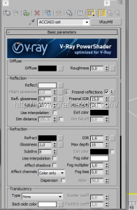 Acciaio ed acciaio satinato con vray e 3d studio