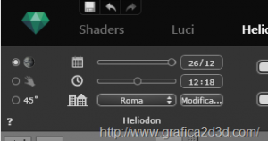 Rendering artlantis 5 : illuminazione esterno settaggio heliodon