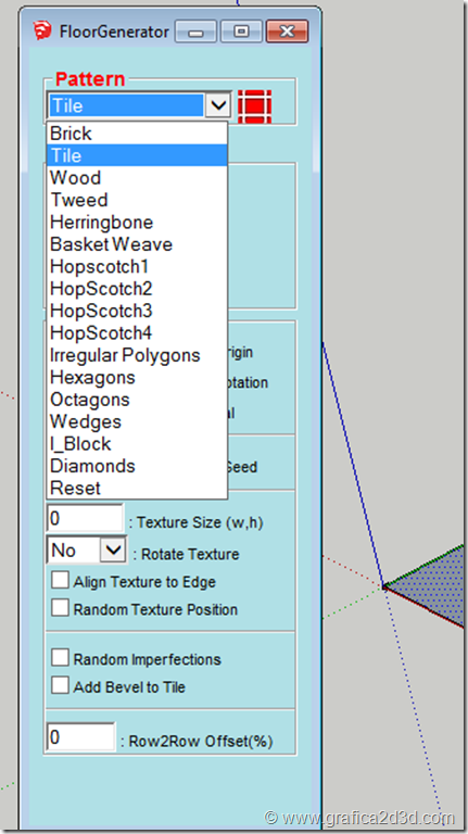 Plugin sketchup FloorGenerator per creare pavimentazioni 3d