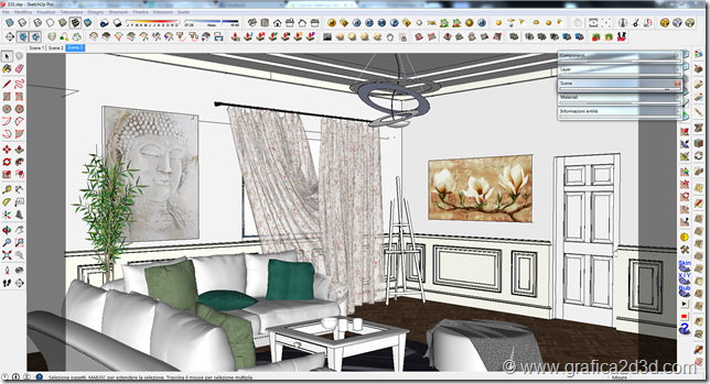 Vray sketchup tutorial scena interno 131