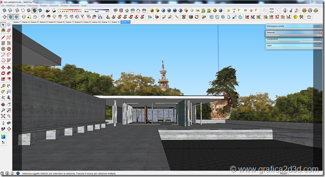 Vray sketchup Padiglione di Barcellona di  Mies van der Rohe