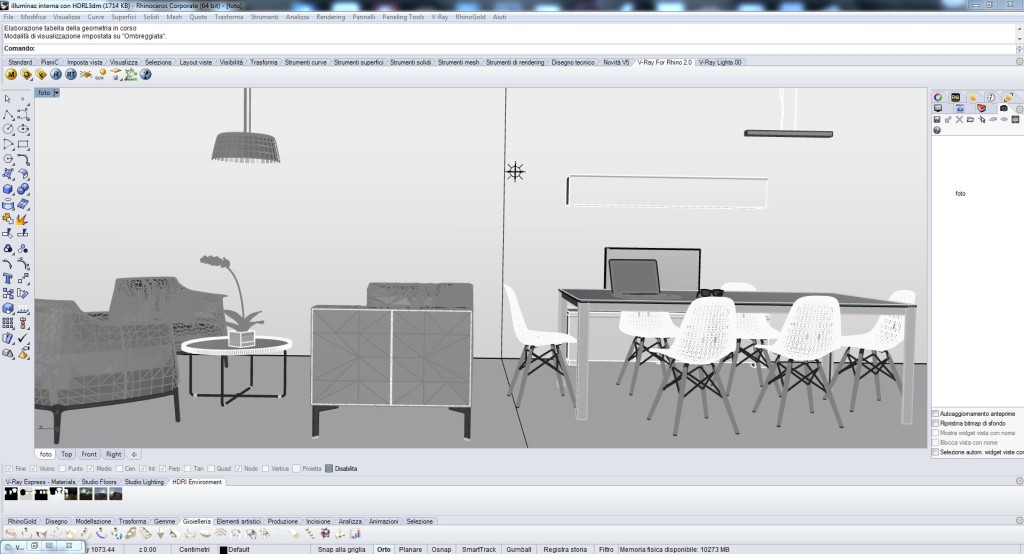 Scena allestimento vray rhino e HDRI