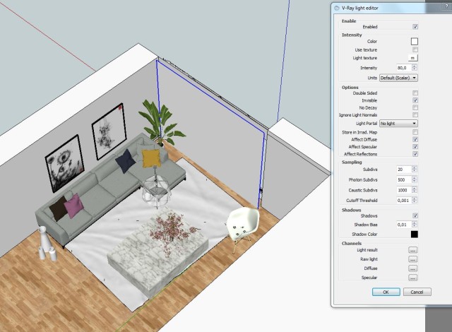 House F. sketchup 2016 vray 2 setting interior