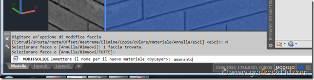 Autocad 3D applicare materiale ad una faccia di un solito