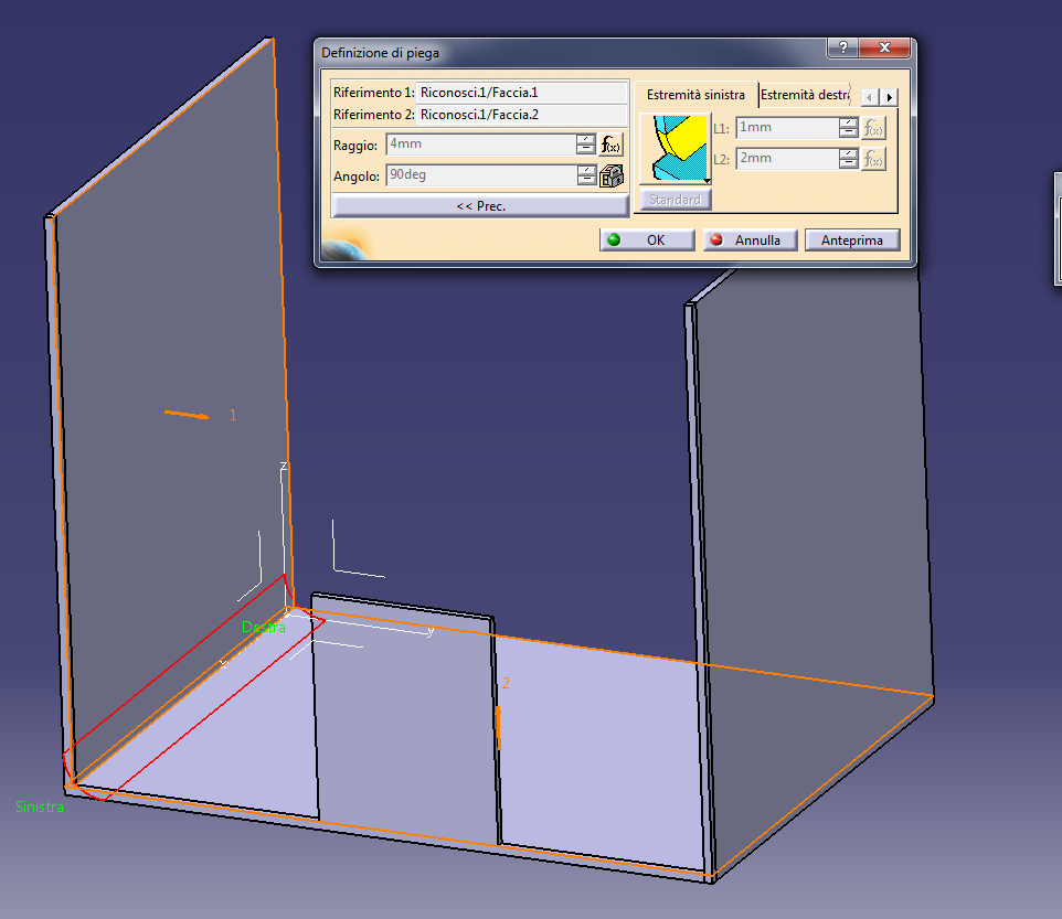 Catia v5 creare pieghe in lamiera importata