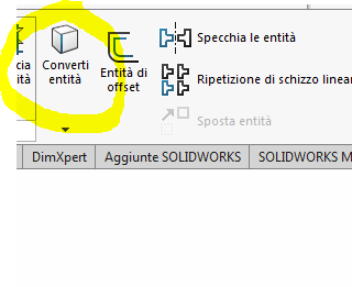 Solidworks converti entità