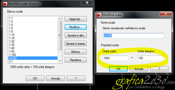 Personalizza scale disegno stampa autocad