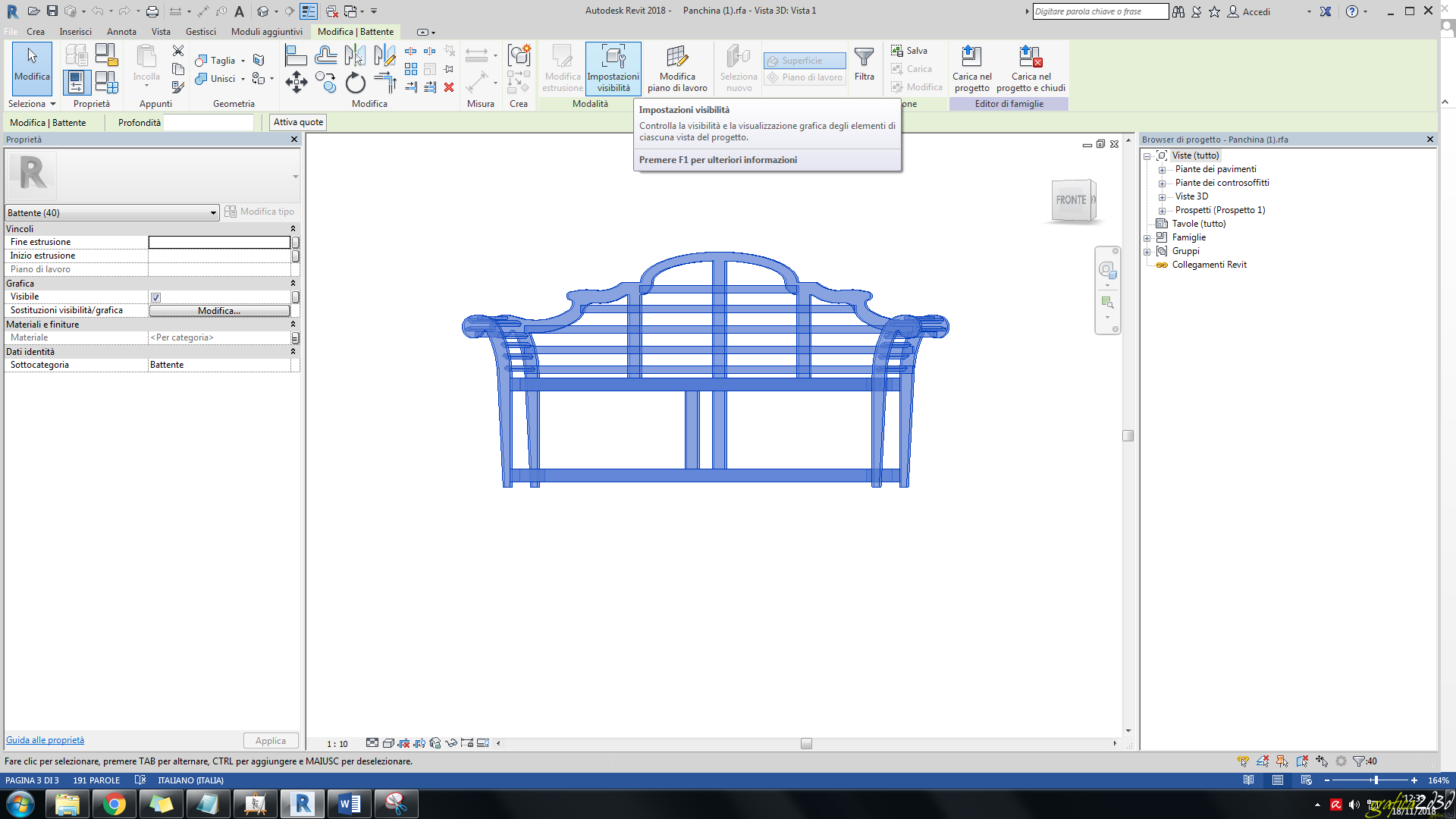 Revit impostare visibilità in base al livello di dettaglio