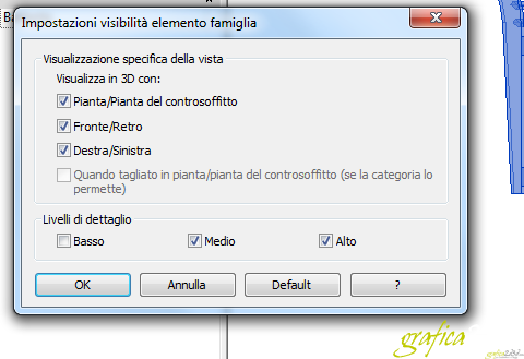 Revit impostare visibilità in base al livello di dettaglio