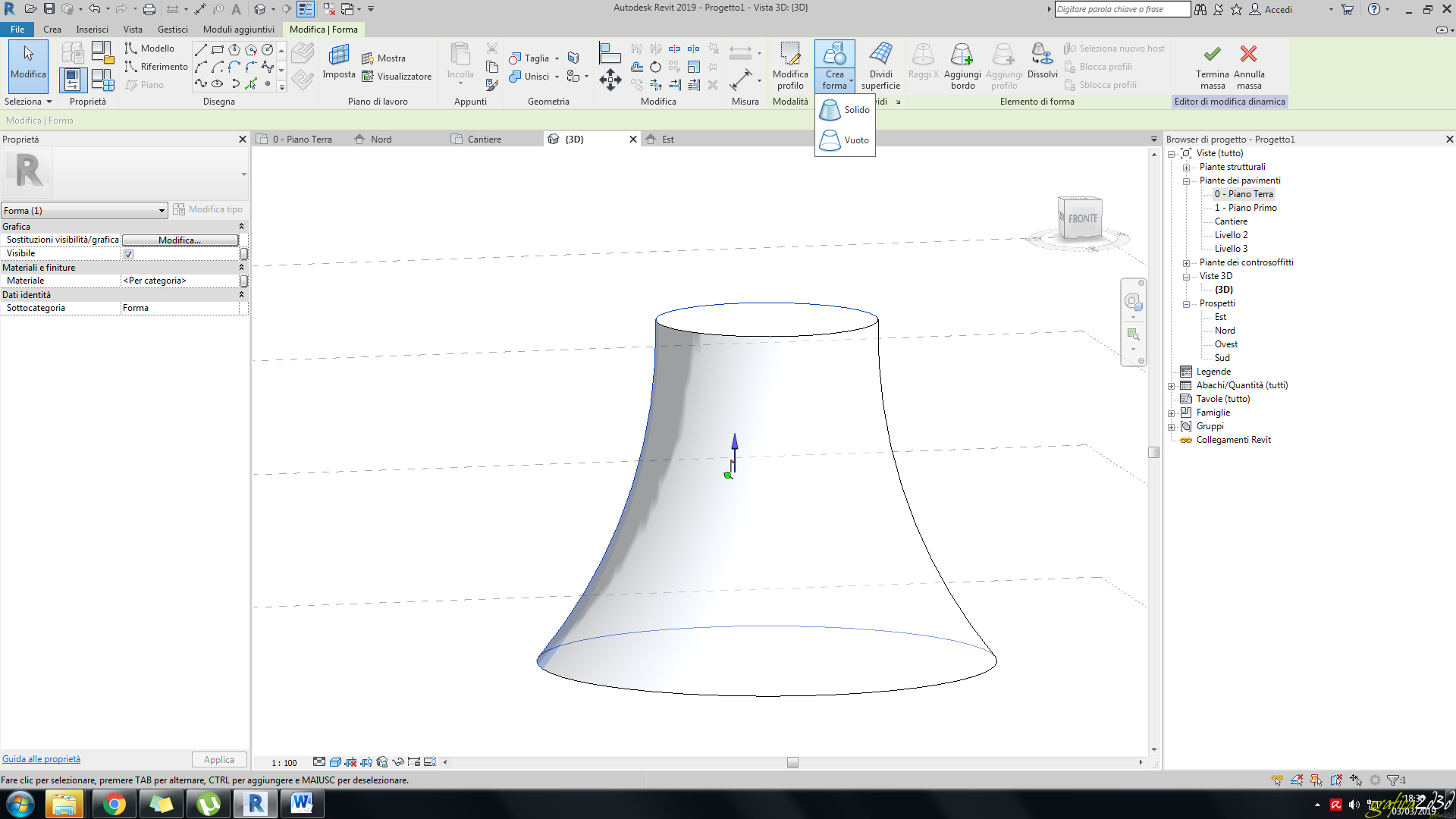 revit 2019 creare un edificio con le volumetrie