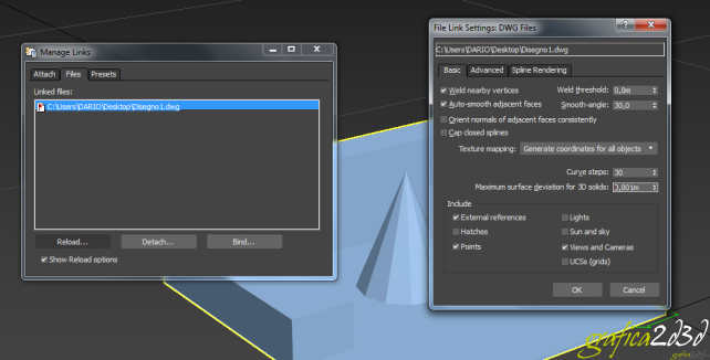 Importare in 3d studio un file DWG aggiornabile