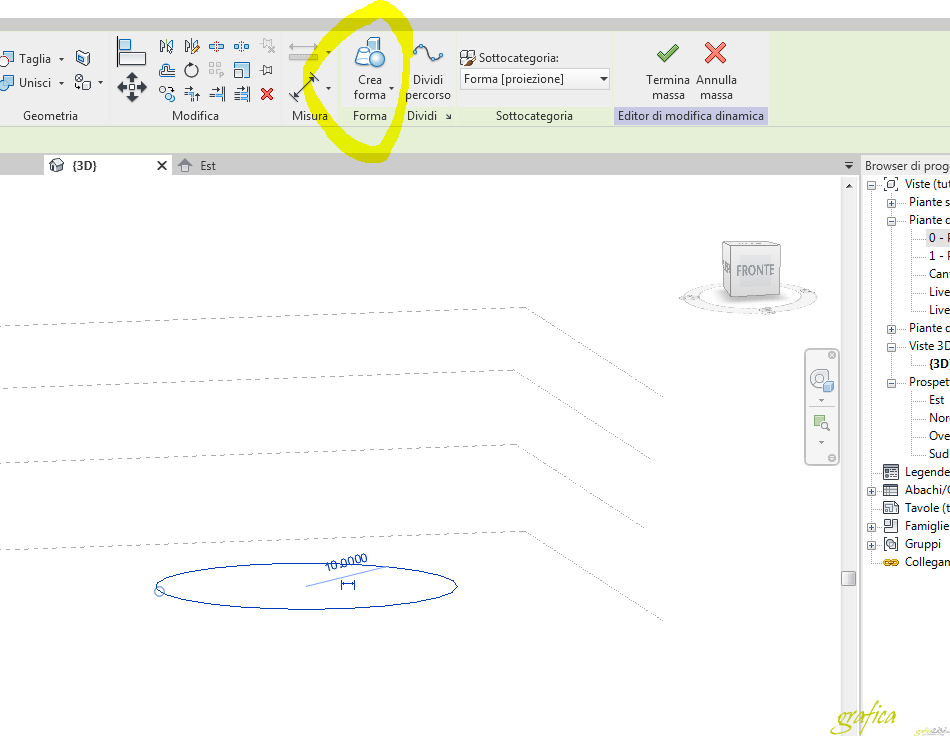 revit 2019 creare un edificio con le volumetrie
