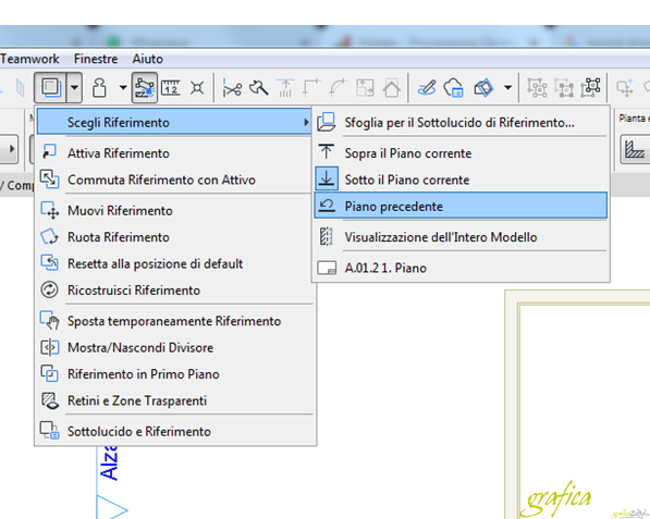 Come vedere su archicad piano inferiore al piano superiore