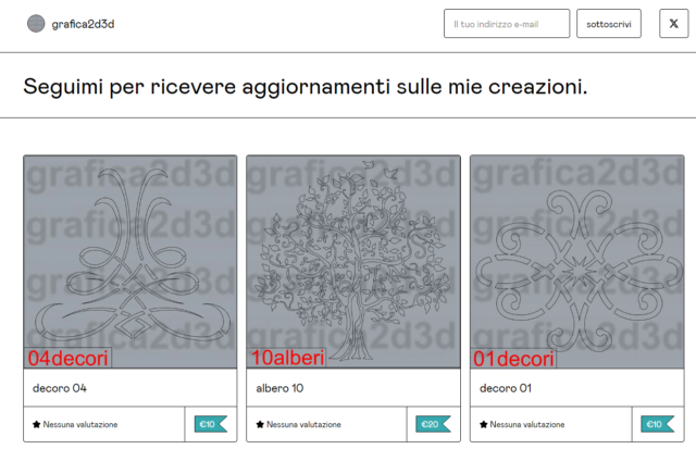 Pagina gumroad disegni dxf