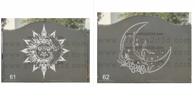 Disegno per cancello taglio al plasma sole e luna