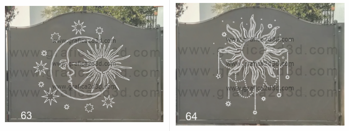 Disegno per cancello taglio al plasma sole e luna