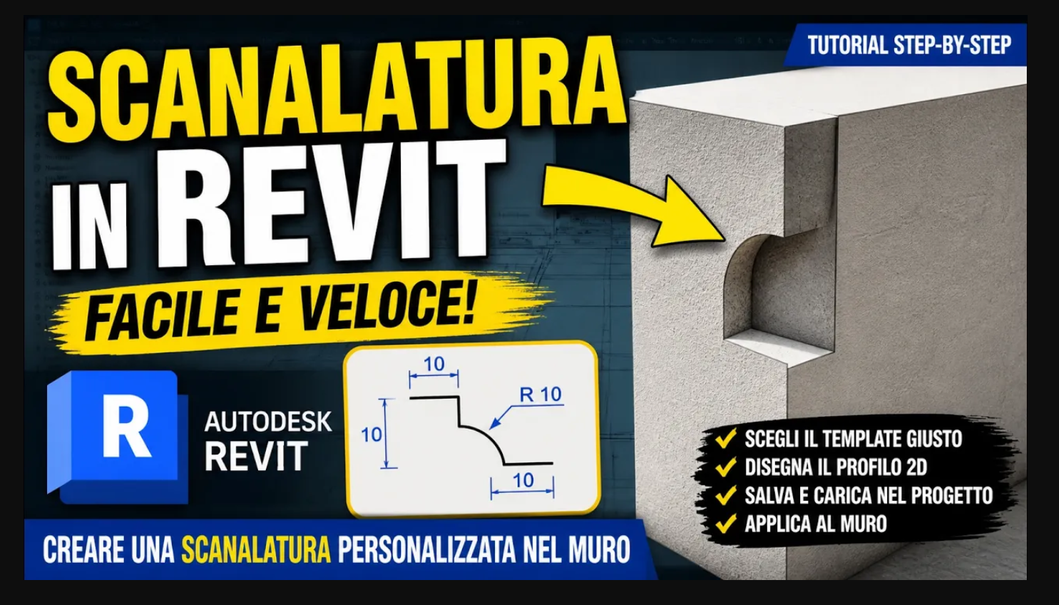 Revit Tutorial: Creare una Scanalatura Personalizzata nel Muro (Profilo Metrico Step-by-Step)