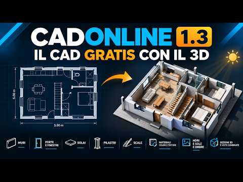 CADOnline 1.3 upgrade : il CAD GRATIS ora ha il 3D! Muri, Scale, Materiali, HDRI e Sezioni