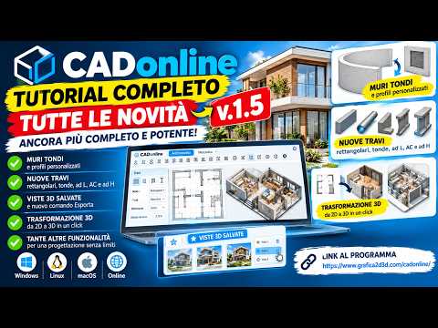 CADonline 1.5: TUTTE le NOVITÀ! Muri tondi, Travi, Tetti, Terreno e 3D