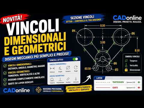 CADonline: VINCOLI DIMENSIONALI e GEOMETRICI per Disegni Meccanici PRECISI!